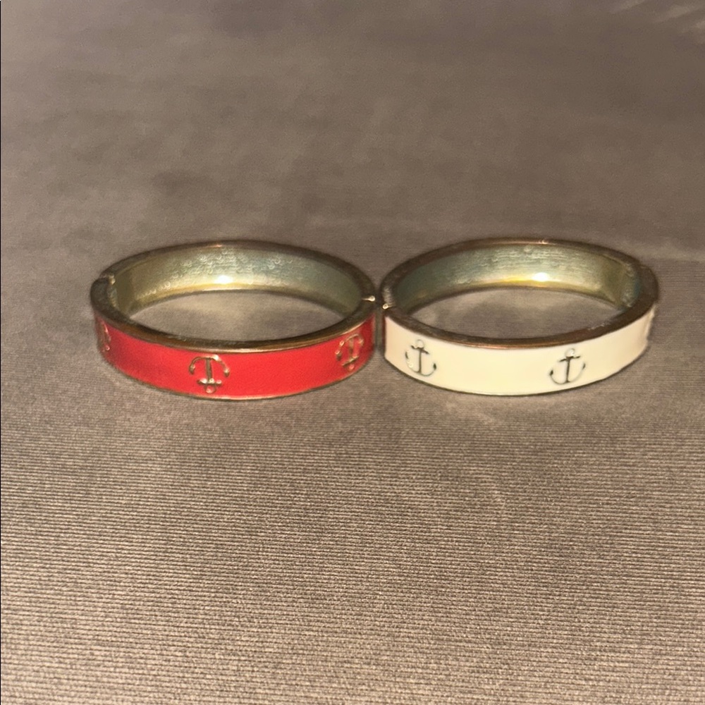 Fornash Red and White Anchor Bangle Set